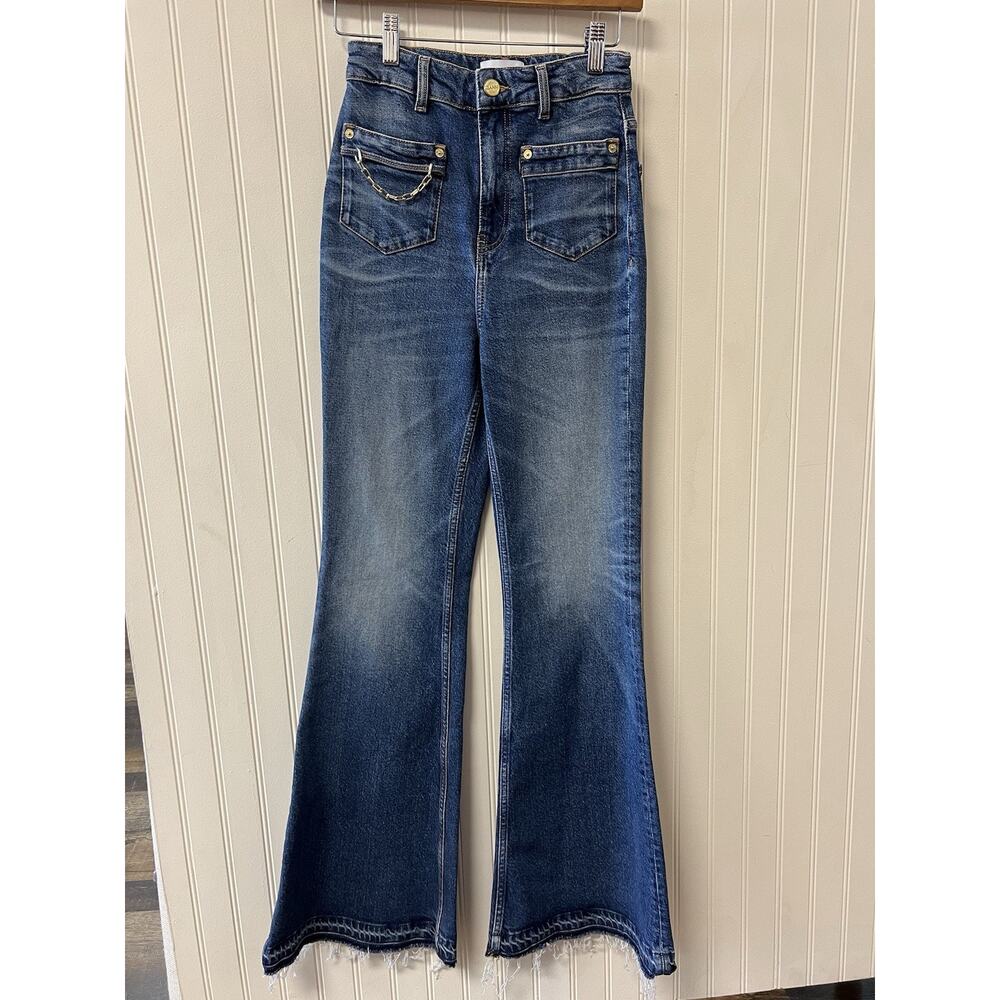 Ganni ganni Stretch Future Goddi Flare Jeans in Mid Blue Vintage Size 24 NWOT - Picture 4 of 9